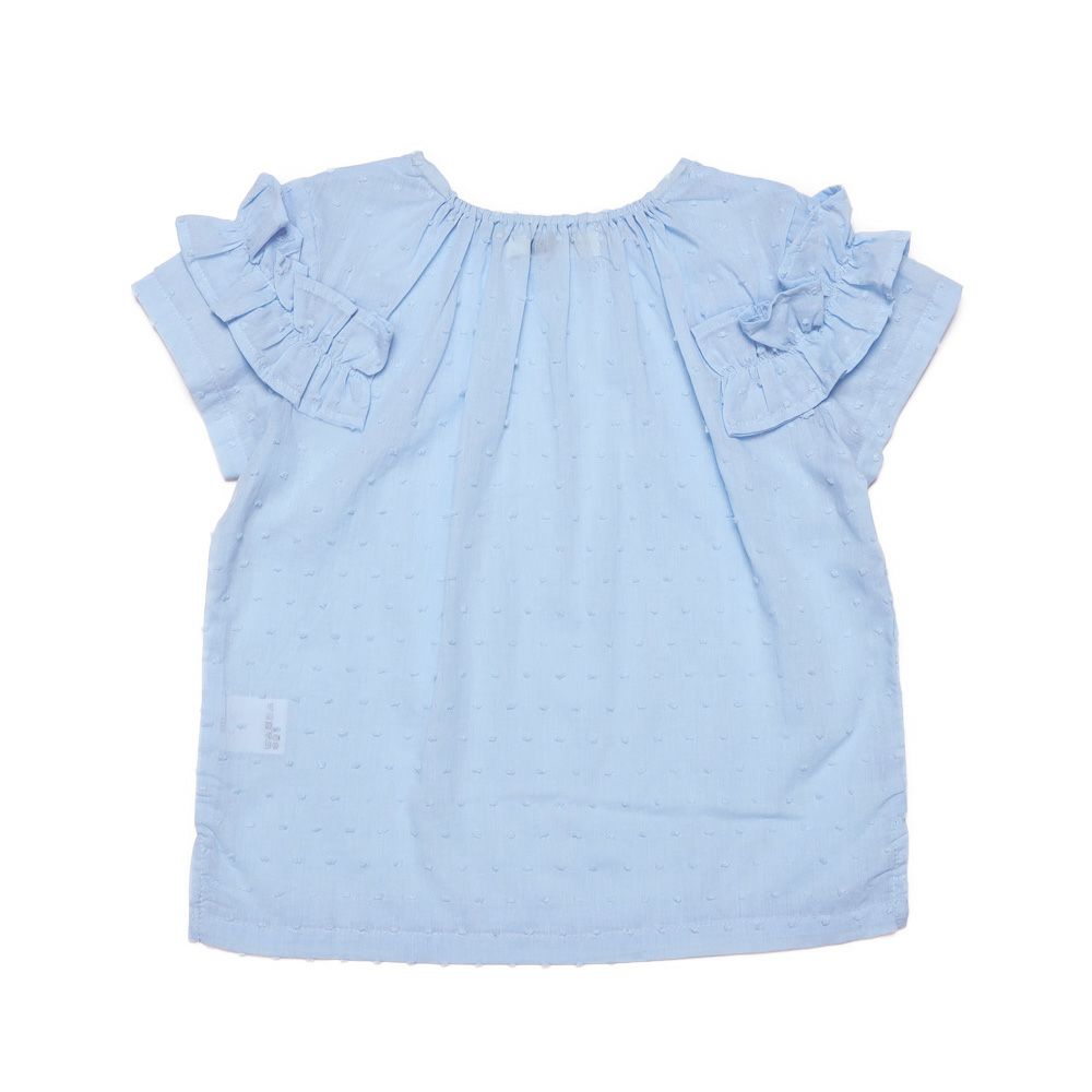 子供服 女の子 綿100％ ドット ＆ フリル ブラウス ブルー(61) 背面