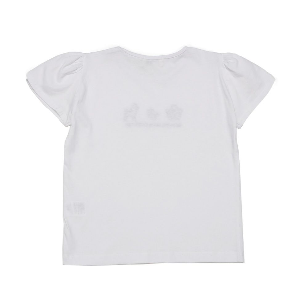 子供服 女の子 綿100％ おしゃれ小物 プードル 犬 Tシャツ オフホワイト(11) 背面