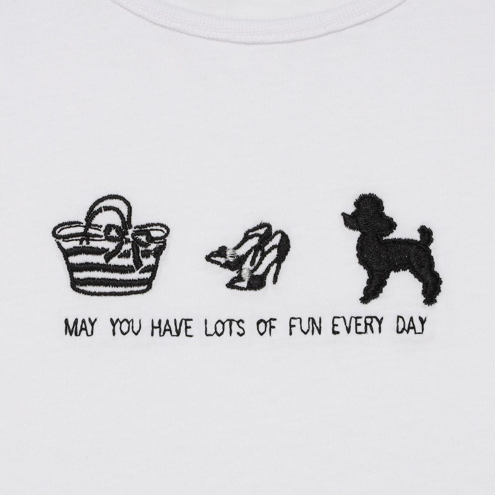 子供服 女の子 綿100％ おしゃれ小物 プードル 犬 Tシャツ オフホワイト(11) デザインポイント1