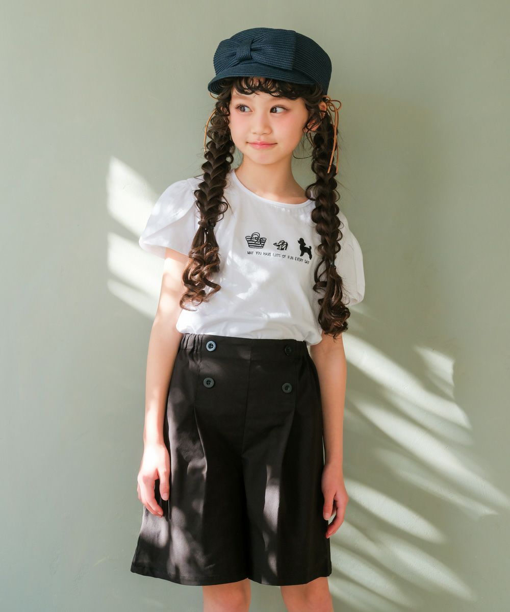 子供服 女の子 綿100％ おしゃれ小物 プードル 犬 Tシャツ オフホワイト(11) モデル画像