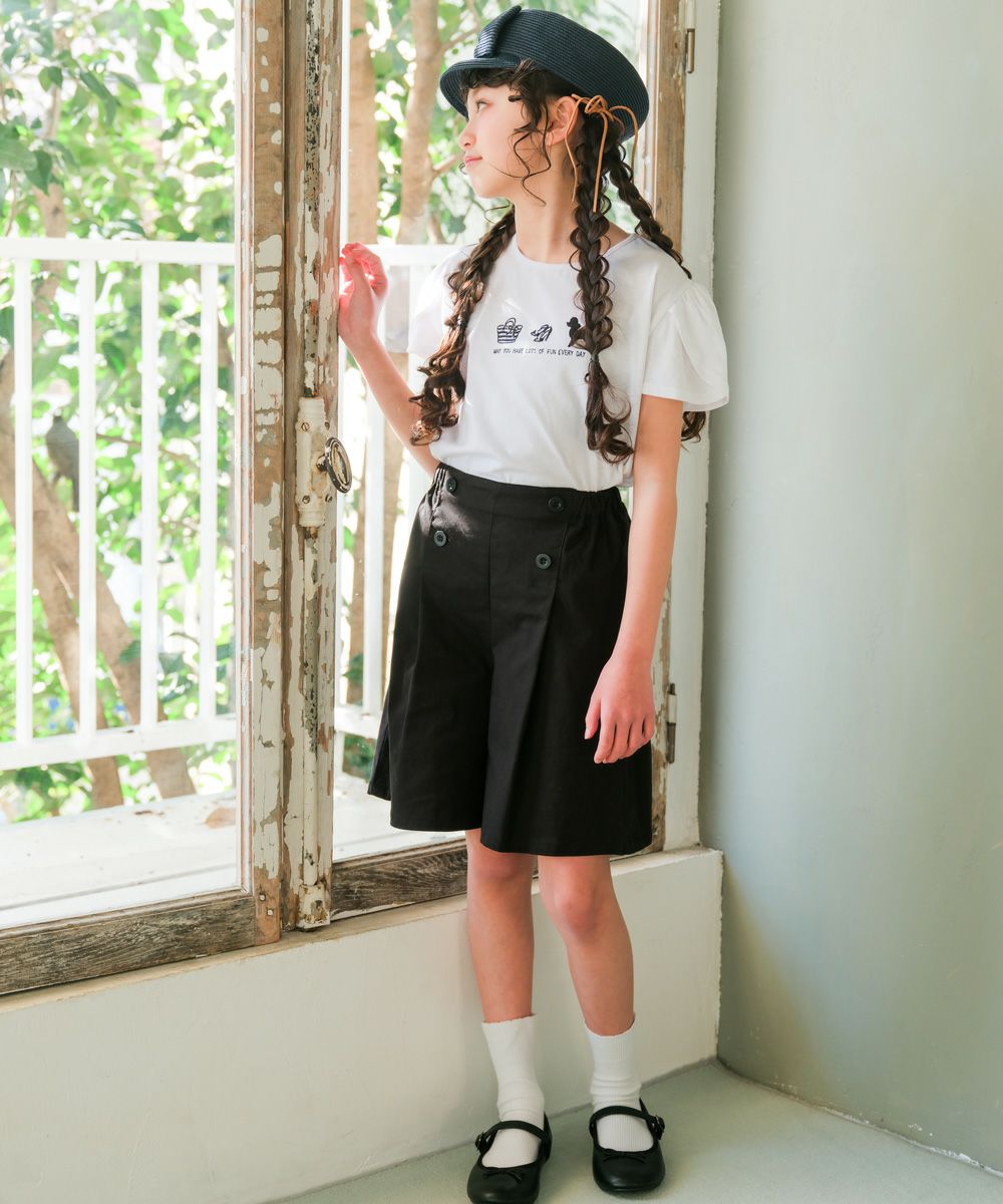 子供服 女の子 綿100％ おしゃれ小物 プードル 犬 Tシャツ オフホワイト(11) モデル画像