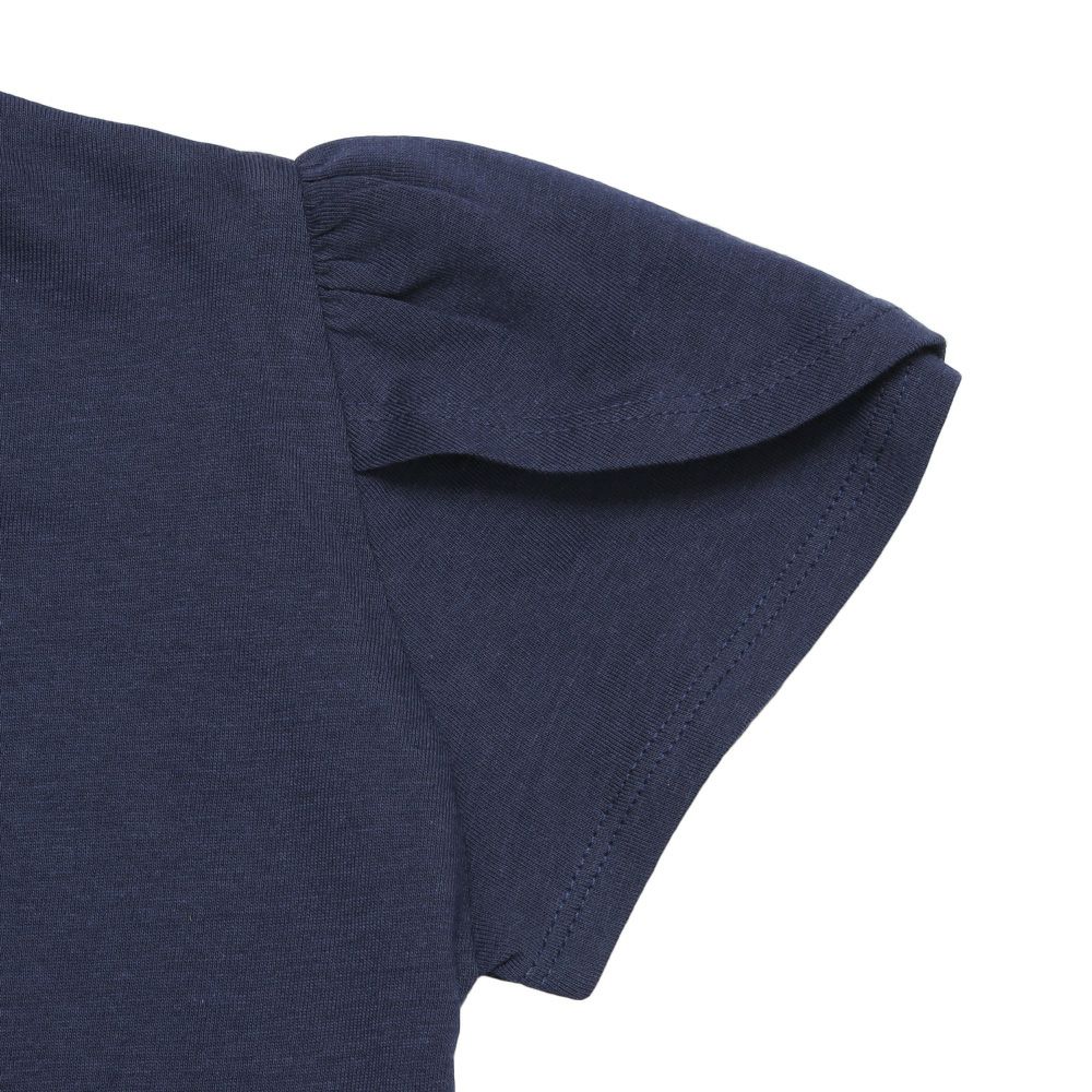 子供服 女の子 綿100％ おしゃれ小物 プードル 犬 Tシャツ ネイビー(06) デザインポイント2