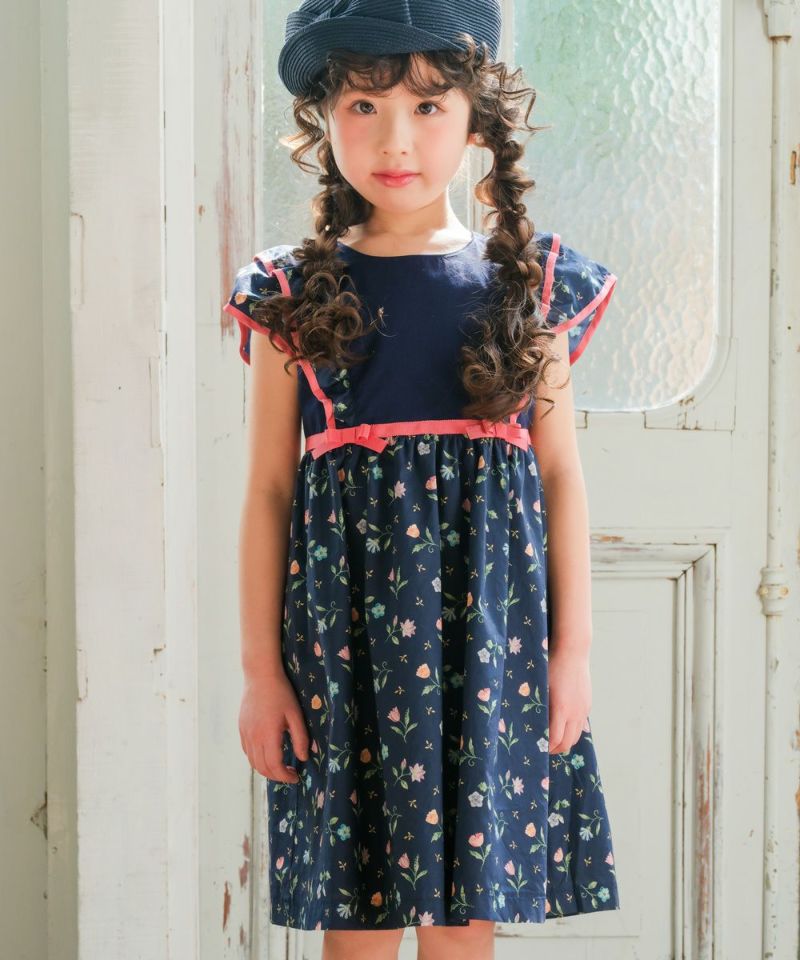 子供服 女の子 日本製 綿100％ リバティプリント使用 花柄 フリル ワンピース