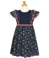 子供服 女の子 日本製 綿100％ リバティプリント使用 花柄 フリル ワンピース ネイビー(06) トルソー背面