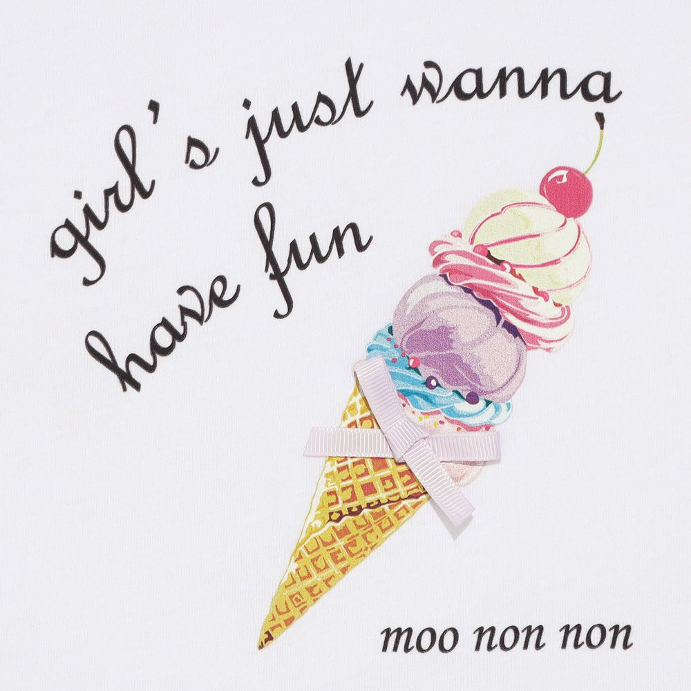 子供服 女の子 綿100％ アイスクリーム Tシャツ オフホワイト(11) デザインポイント1