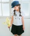 子供服 女の子 ボタン付き フロントタック キュロットパンツ ブラック(00) モデル画像3