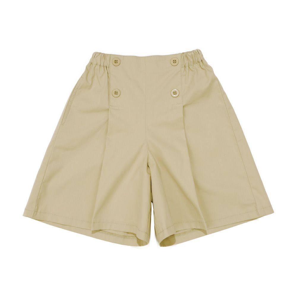 子供服 女の子 ボタン付き フロントタック キュロットパンツ ベージュ(51) 正面