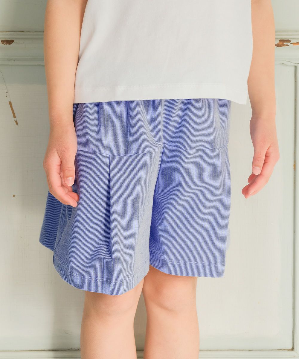 子供服 女の子 音符ロゴ ストライプ柄 キュロット パンツ