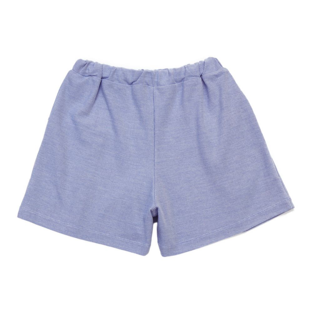 子供服 女の子 音符ロゴ ストライプ柄 キュロット パンツ ブルー(61) 背面
