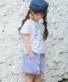 子供服 女の子 音符ロゴ ストライプ柄 キュロット パンツ ブルー(61) モデル画像3