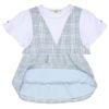 子供服 女の子 綿100％ 重ね着風 チェック ワンピース ブルー(61) デザインポイント1