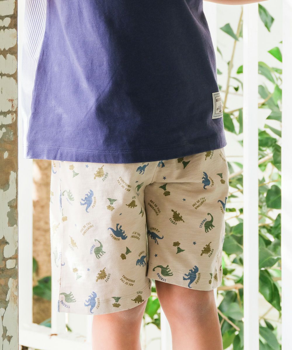 ベビー服 男の子 綿100％ 恐竜シルエット ハーフパンツ ベージュ(51) モデル画像1