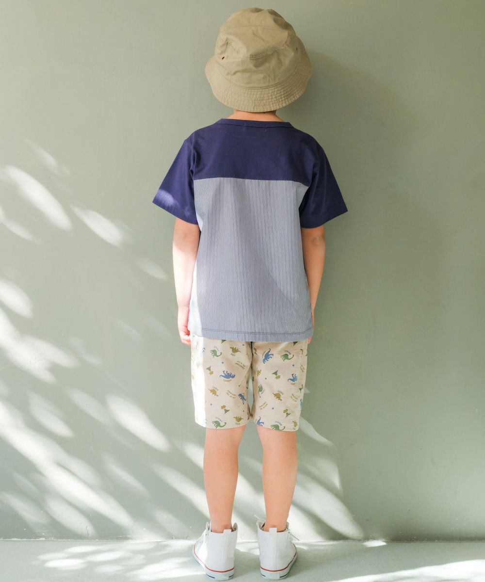 ベビー服 男の子 綿100％ 恐竜シルエット ハーフパンツ ベージュ(51) モデル画像2