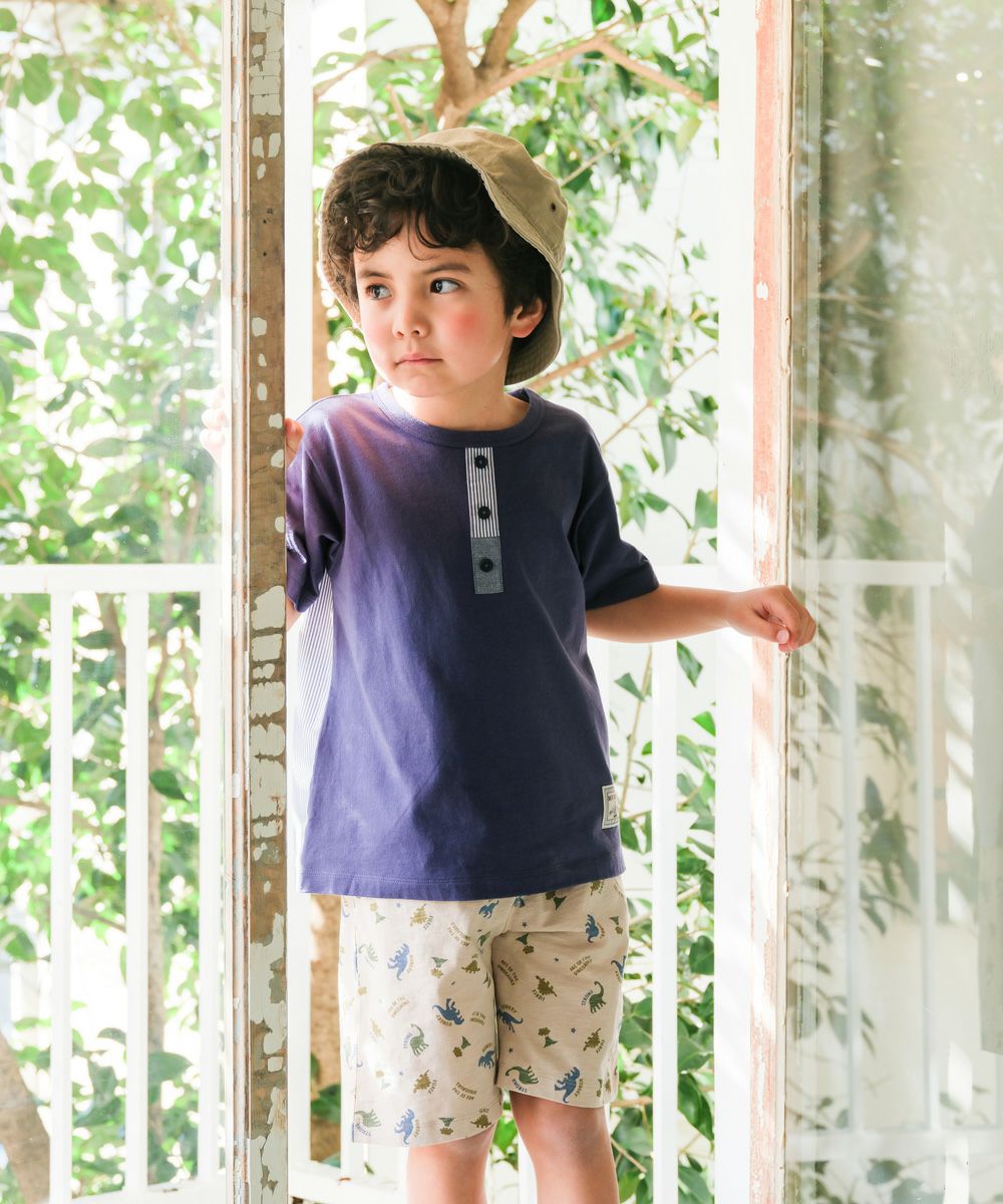 ベビー服 男の子 綿100％ 恐竜シルエット ハーフパンツ ベージュ(51) モデル画像4