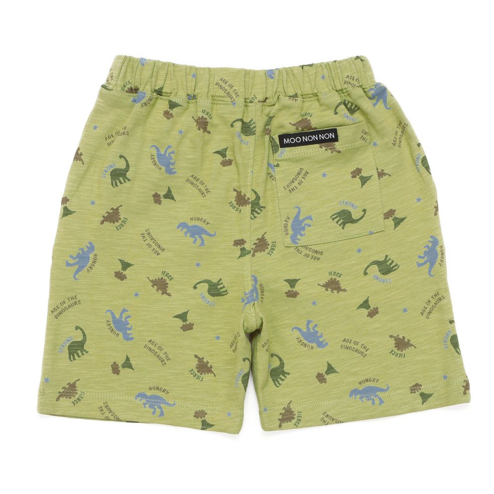 ベビー服 男の子 綿100％ 恐竜シルエット ハーフパンツ カーキ(82) 背面