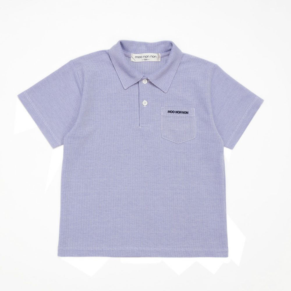 ベビー服 男の子 ストライプ 襟付き Tシャツ ブルー(61) 正面