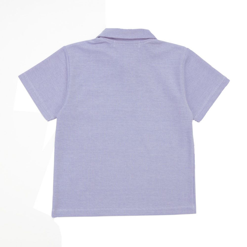ベビー服 男の子 ストライプ 襟付き Tシャツ ブルー(61) 背面