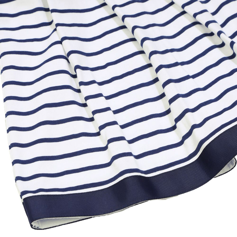 ベビー服 女の子 ボーダー柄 Tシャツ 紺×白(16) デザインポイント1