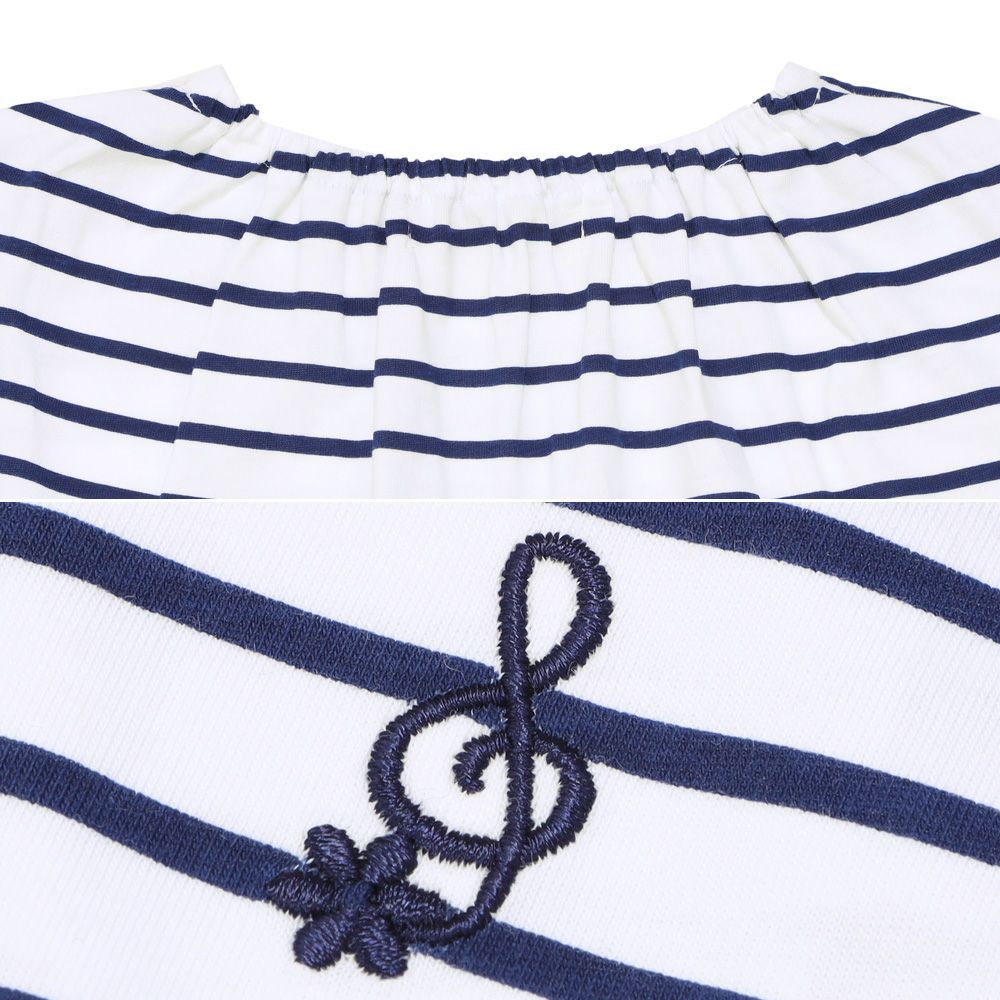 ベビー服 女の子 ボーダー柄 Tシャツ 紺×白(16) デザインポイント2