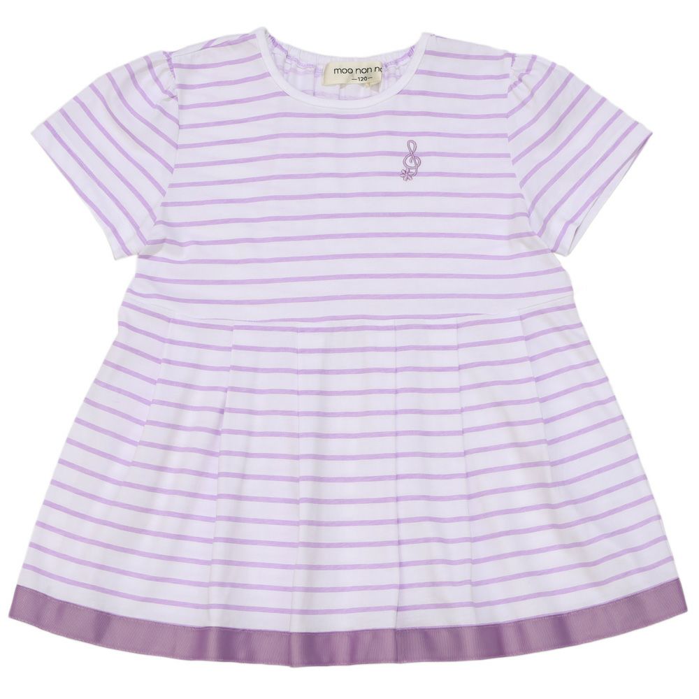 ベビー服 女の子 ボーダー柄 Tシャツ パープル(91) 正面