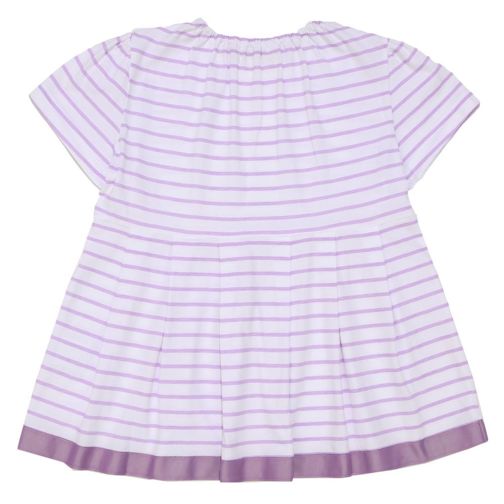 ベビー服 女の子 ボーダー柄 Tシャツ パープル(91) 背面