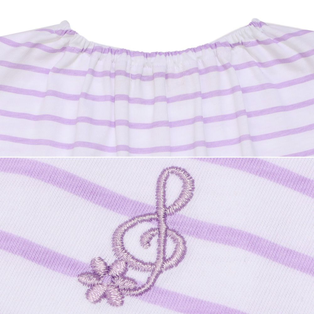 ベビー服 女の子 ボーダー柄 Tシャツ パープル(91) デザインポイント2