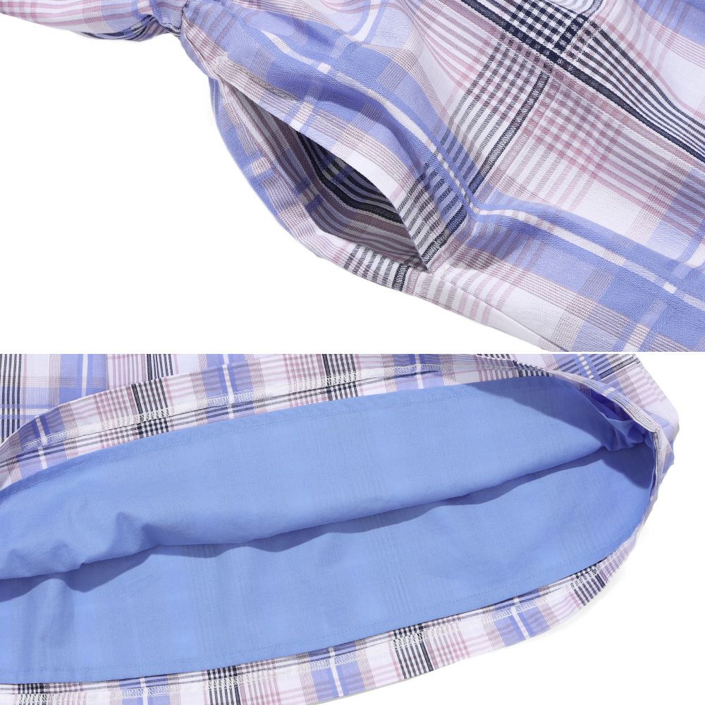 子供服 女の子 チェック柄 襟付き ワンピース ブルー(61) デザインポイント2