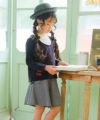 ベビー服 女の子 千鳥柄 リボン付き キュロットパンツ ホワイト×ブラック(10) モデル画像アップ