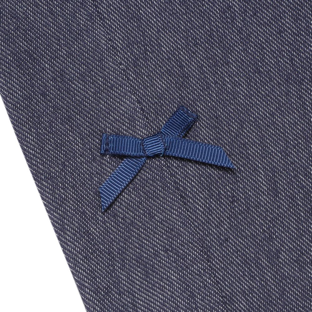 ベビー服 女の子 デニムツイルニット リボンつき フルレングスパンツ ネイビー(06) デザインポイント1