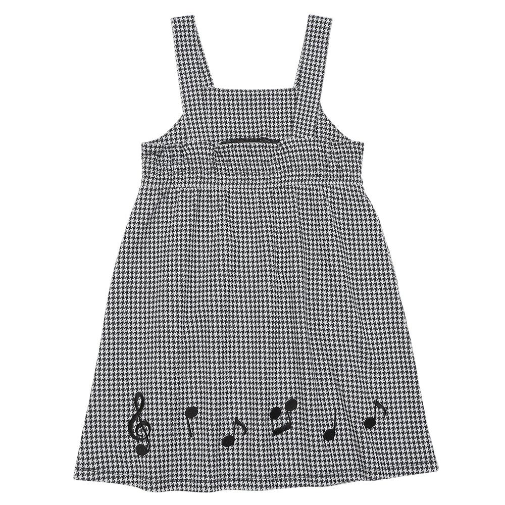 ベビー服 女の子 千鳥柄 音符刺繍 ワンピース ホワイト×ブラック(10) 背面