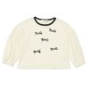 子供服 女の子 チェックリボンつき ふんわり袖 Tシャツ オフホワイト(11) 正面