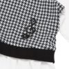 ベビー服 女の子 千鳥柄 音符刺繍 重ね着風Tシャツ ホワイト×ブラック(10) デザインポイント1
