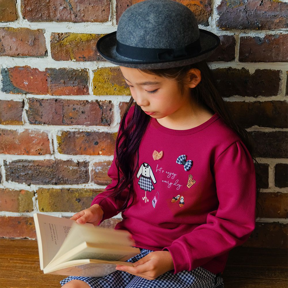 ベビー服 女の子 リボンつき お洋服アップリケ 裏毛トレーナー