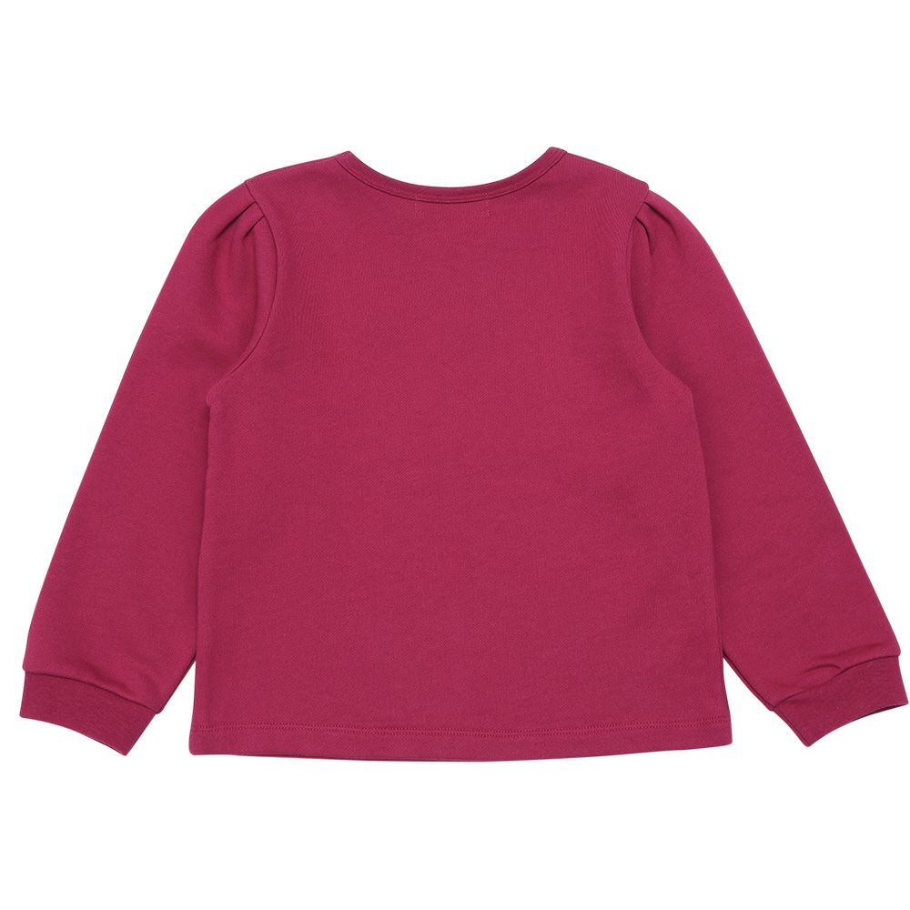 ベビー服 女の子 リボンつき お洋服アップリケ 裏毛トレーナー ピンク(02) 背面