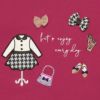 ベビー服 女の子 リボンつき お洋服アップリケ 裏毛トレーナー ピンク(02) デザインポイント1