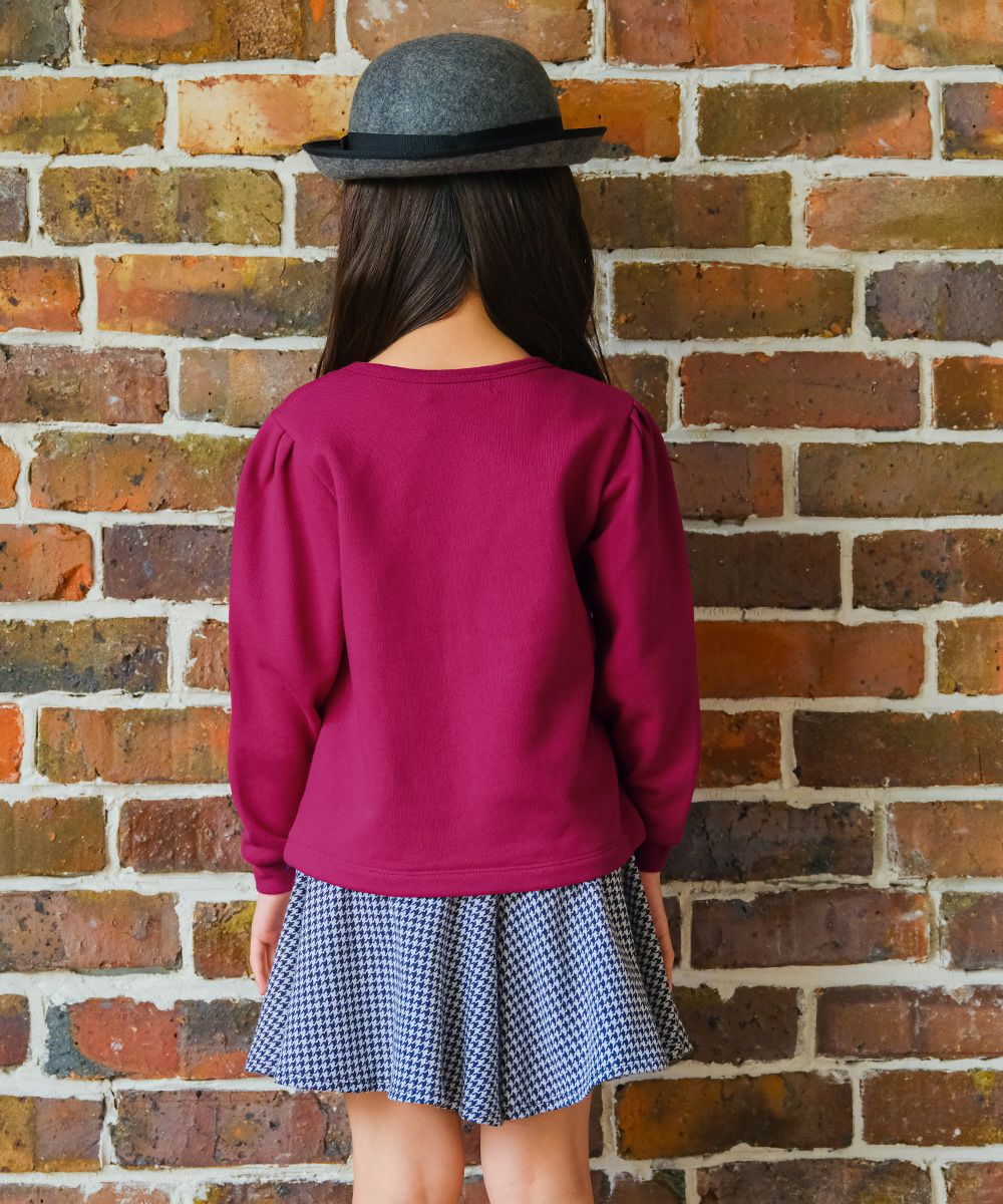 ベビー服 女の子 リボンつき お洋服アップリケ 裏毛トレーナー ピンク(02) モデル画像全身