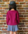 ベビー服 女の子 リボンつき お洋服アップリケ 裏毛トレーナー ピンク(02) モデル画像全身