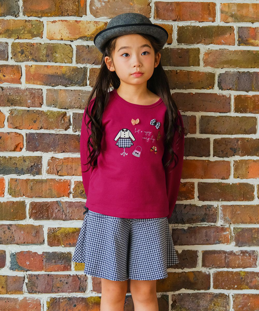 ベビー服 女の子 リボンつき お洋服アップリケ 裏毛トレーナー ピンク(02) モデル画像2