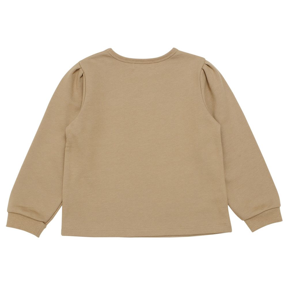 ベビー服 女の子 リボンつき お洋服アップリケ 裏毛トレーナー ベージュ(51) 背面