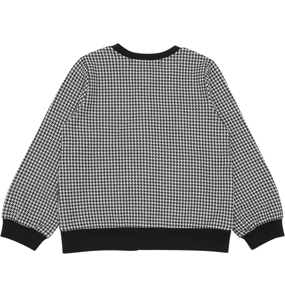 ベビー服 女の子 千鳥柄 音符刺繍 カーディガン ホワイト×ブラック(10) 背面