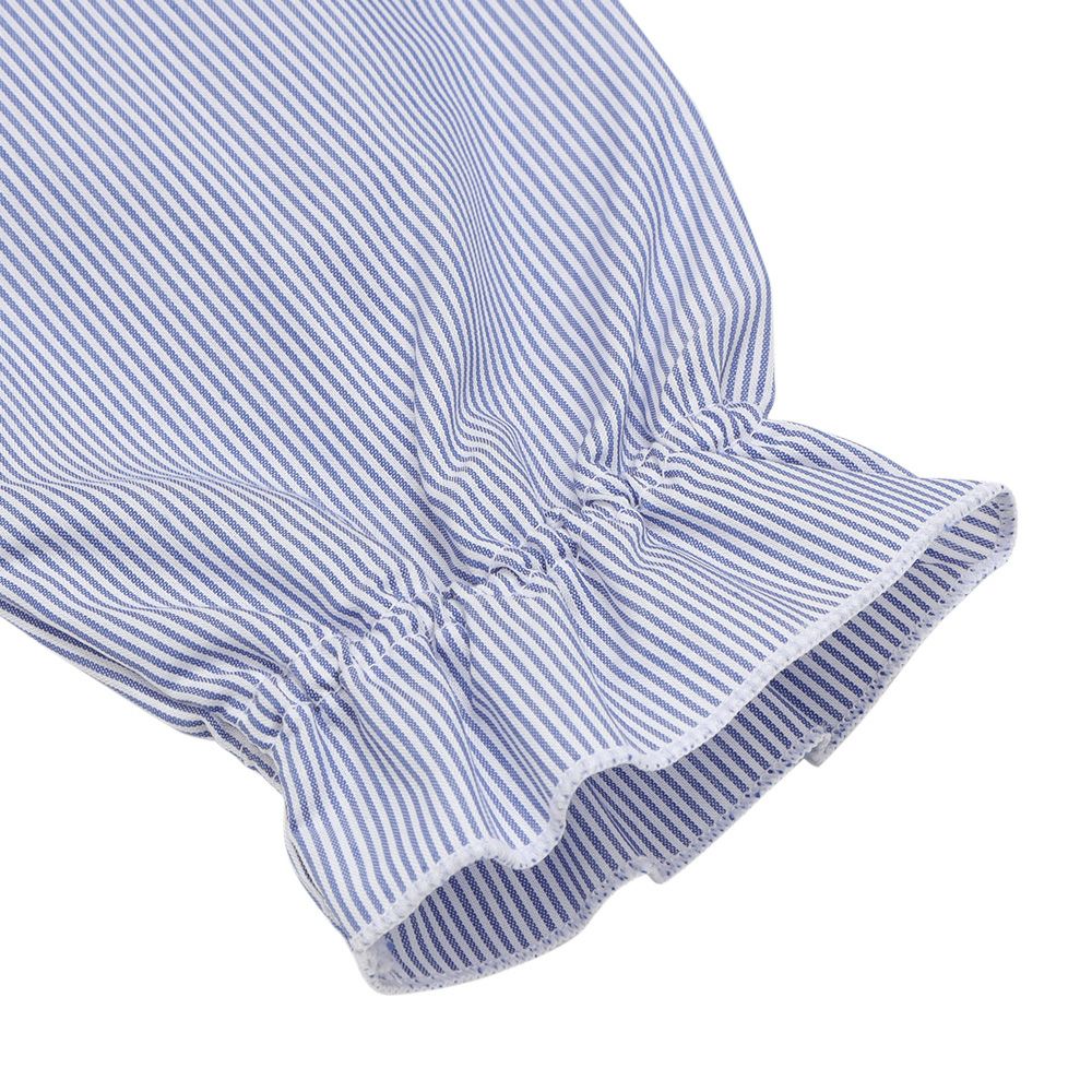 子供服 女の子 ストライプ柄 フリル襟付き ブラウス ブルー(61) デザインポイント2