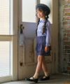子供服 女の子 ストライプ柄 フリル襟付き ブラウス ブルー(61) モデル画像2