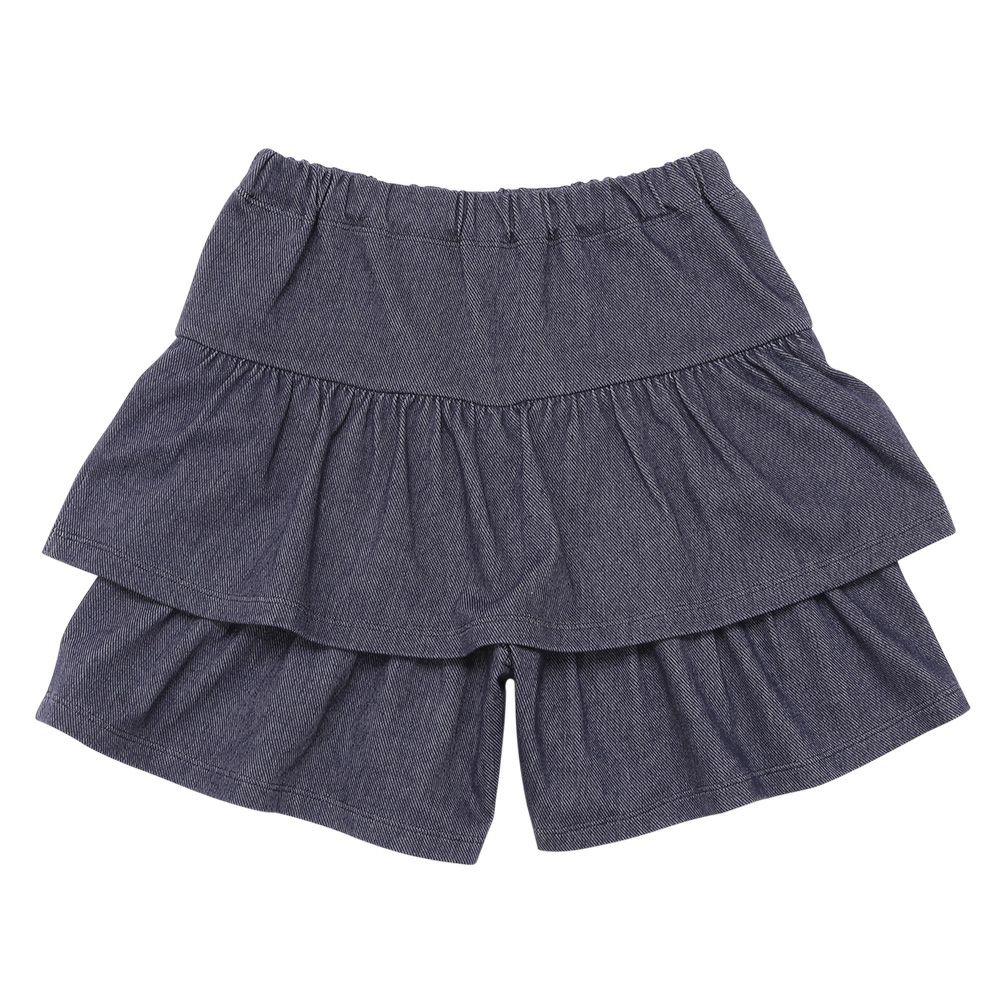 ベビー服 女の子 デニムツイルニット フリルキュロットパンツ ネイビー(06) 背面