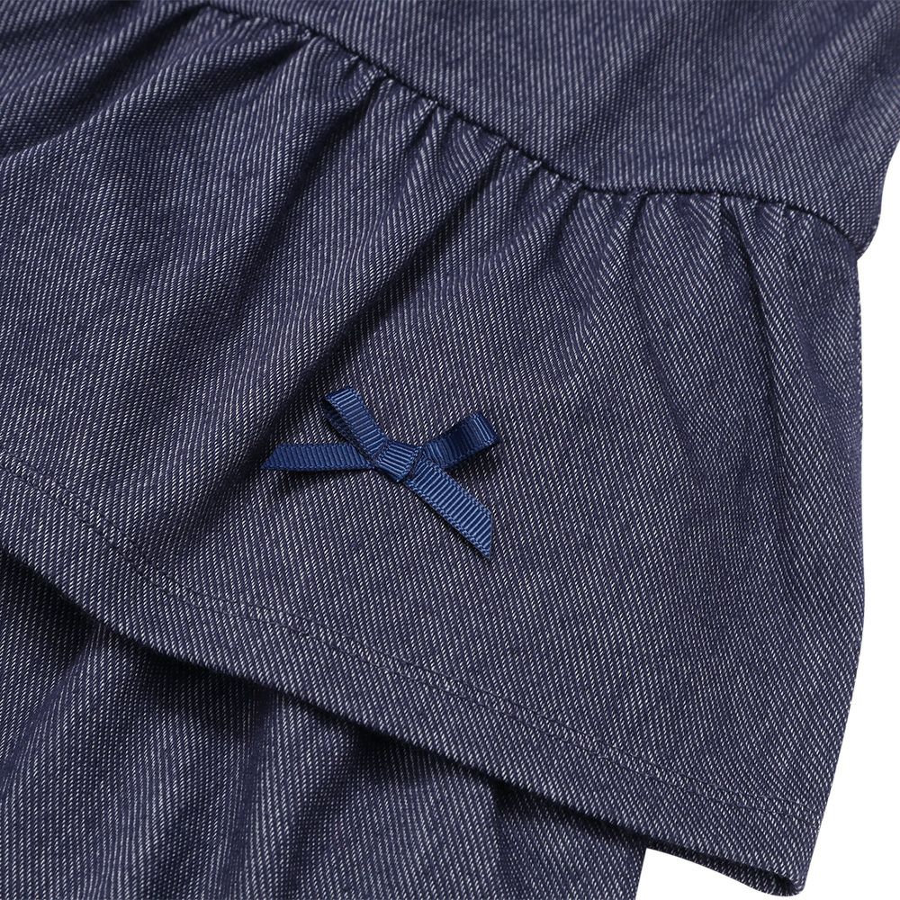 ベビー服 女の子 デニムツイルニット フリルキュロットパンツ ネイビー(06) デザインポイント1