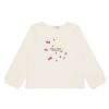 ベビー服 女の子 チェリー ロゴ刺繍 リボンつきTシャツ オフホワイト(11) 正面