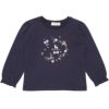 ベビー服 女の子 綿100％ 音符 ロゴ プードル刺繍 Tシャツ ネイビー(06) 正面
