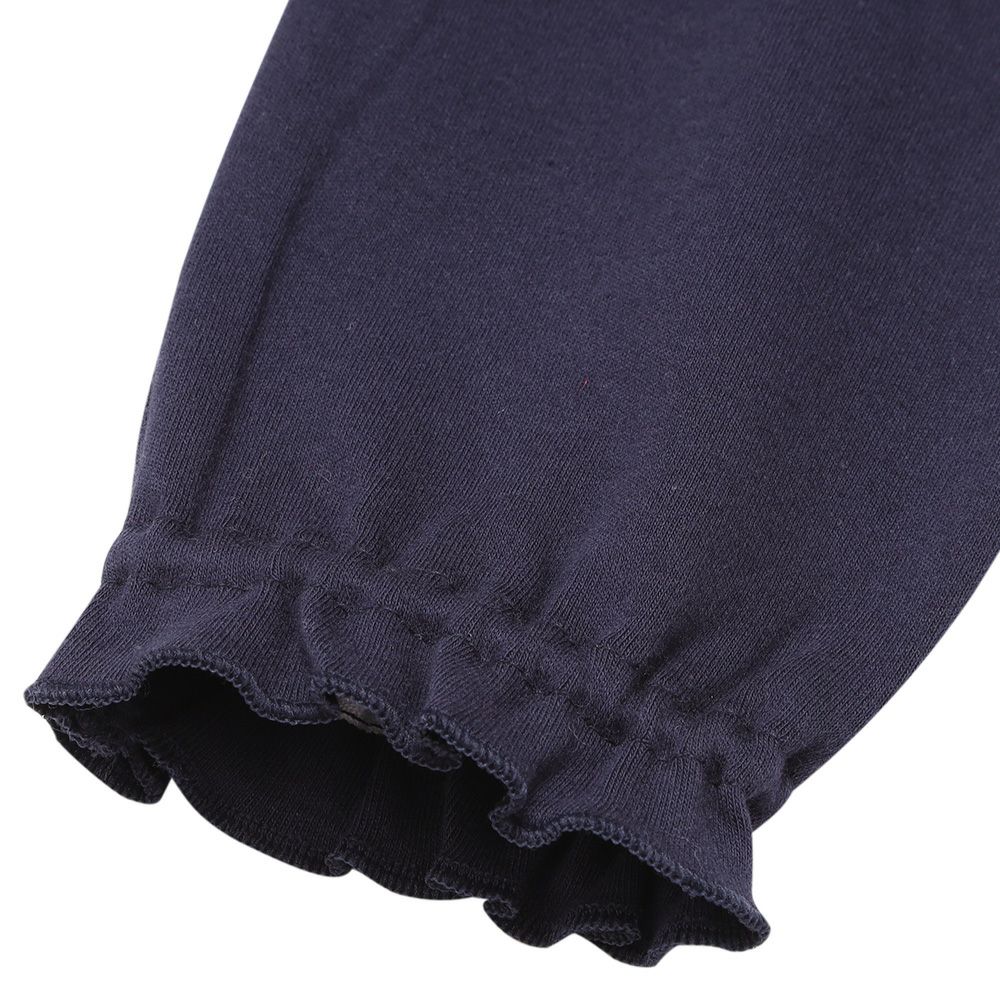 ベビー服 女の子 綿100％ 音符 ロゴ プードル刺繍 Tシャツ ネイビー(06) デザインポイント2