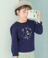 ベビー服 女の子 綿100％ 音符 ロゴ プードル刺繍 Tシャツ ネイビー(06) モデル画像10