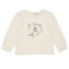 ベビー服 女の子 綿100％ 音符 ロゴ プードル刺繍 Tシャツ オフホワイト(11) 正面