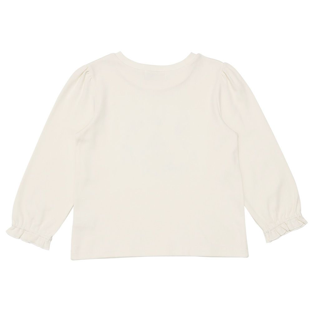 ベビー服 女の子 綿100％ 音符 ロゴ プードル刺繍 Tシャツ オフホワイト(11) 背面